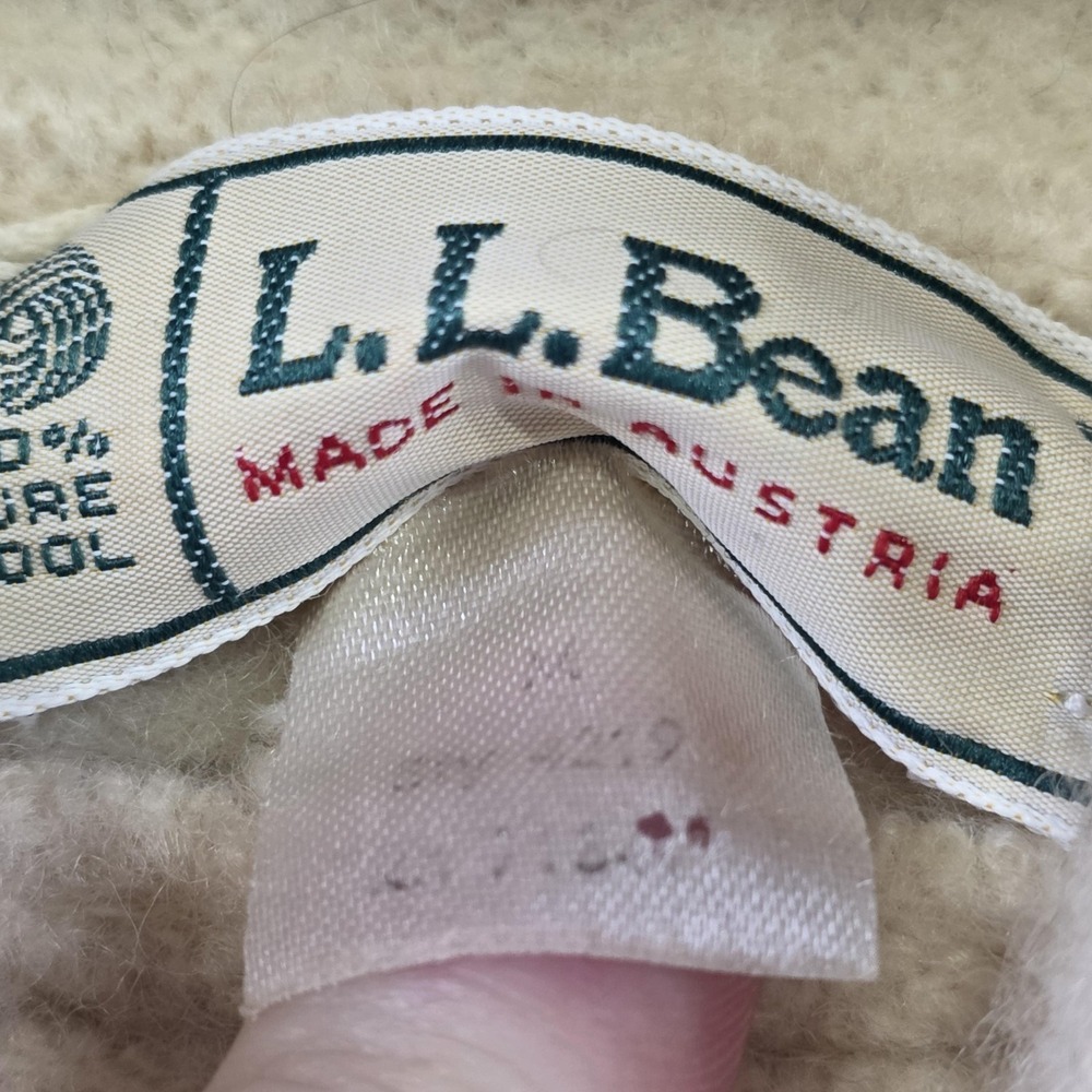 VTG‎ LL Bean Womens Medium Beige 100% Wool Hooded Parka Austria Jacket Sweater - Picture 8 of 16